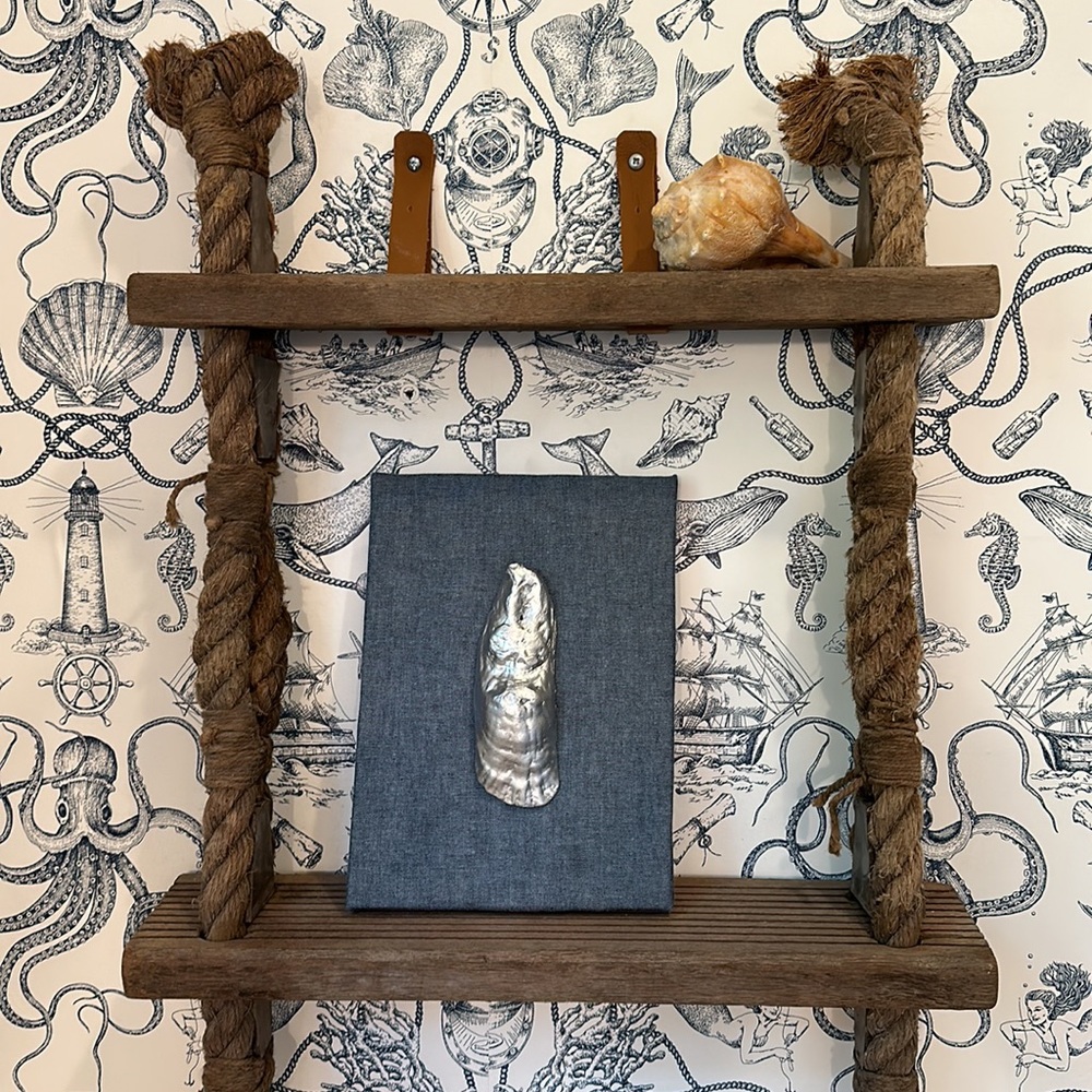410 Home Design Silver Coated Denim Oyster Shell Wall Art & Gives Back🎗️